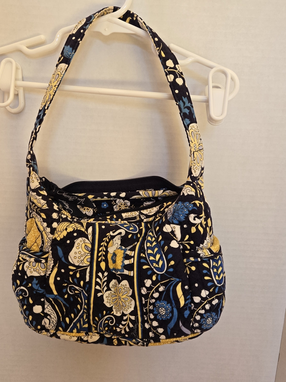 Vera Bradley Floral Shoulder Bag in Navy, Yellow & White